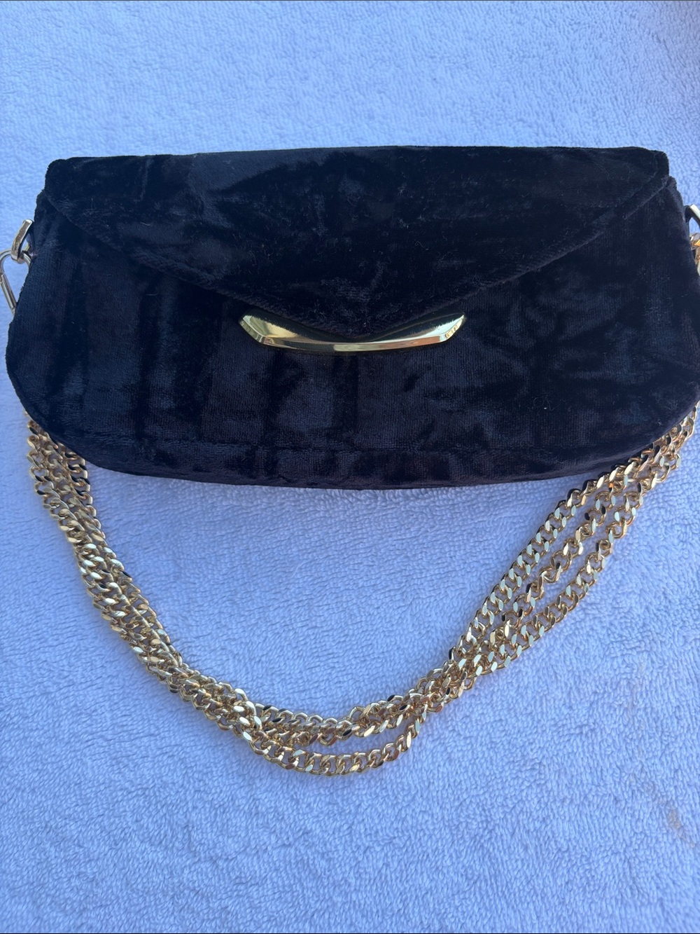 Kendra Scott Black Velvet Shoulder Bag with Gold Chain